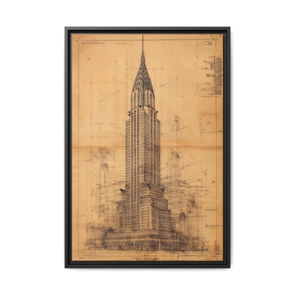 Chrysler Building Blueprint – NYC Vintage Architecture Art Print - Image 2