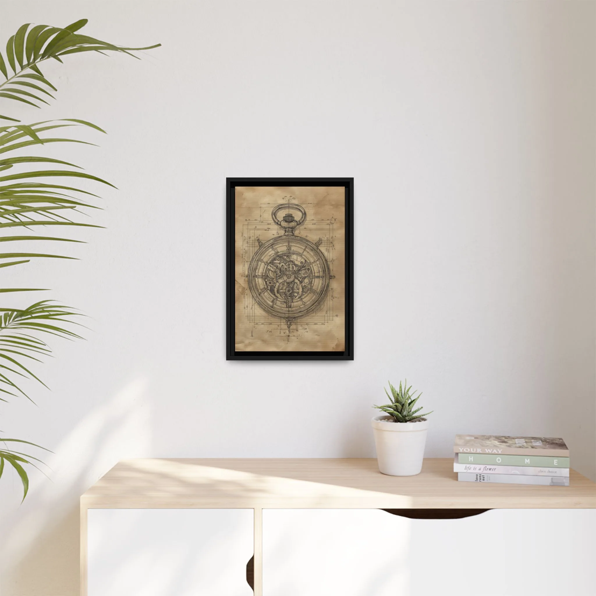 Vintage Stopwatch Blueprint Wall Art – Steampunk Technical Drawing Print - Image 5