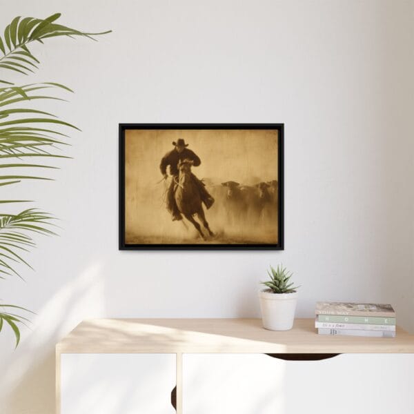 Vintage Cowboy Western Wall Art – Sepia Cattle Drive Print - Image 5