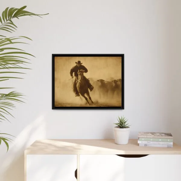 Vintage Cowboy Western Wall Art – Sepia Cattle Drive Print - Image 5