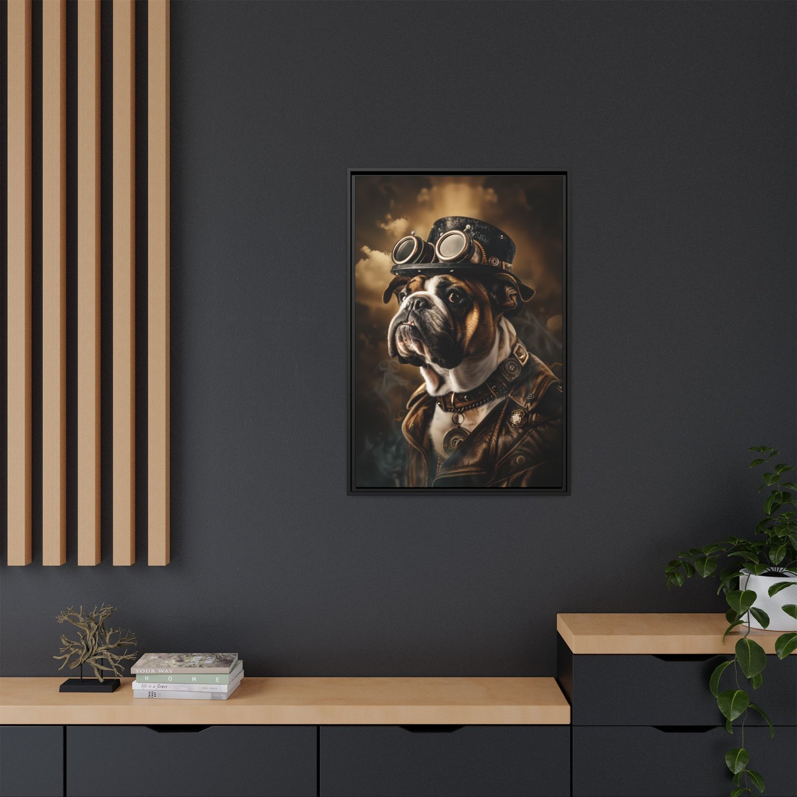 Steampunk Bulldog Wall Art – Vintage Industrial Dog Portrait - Image 4