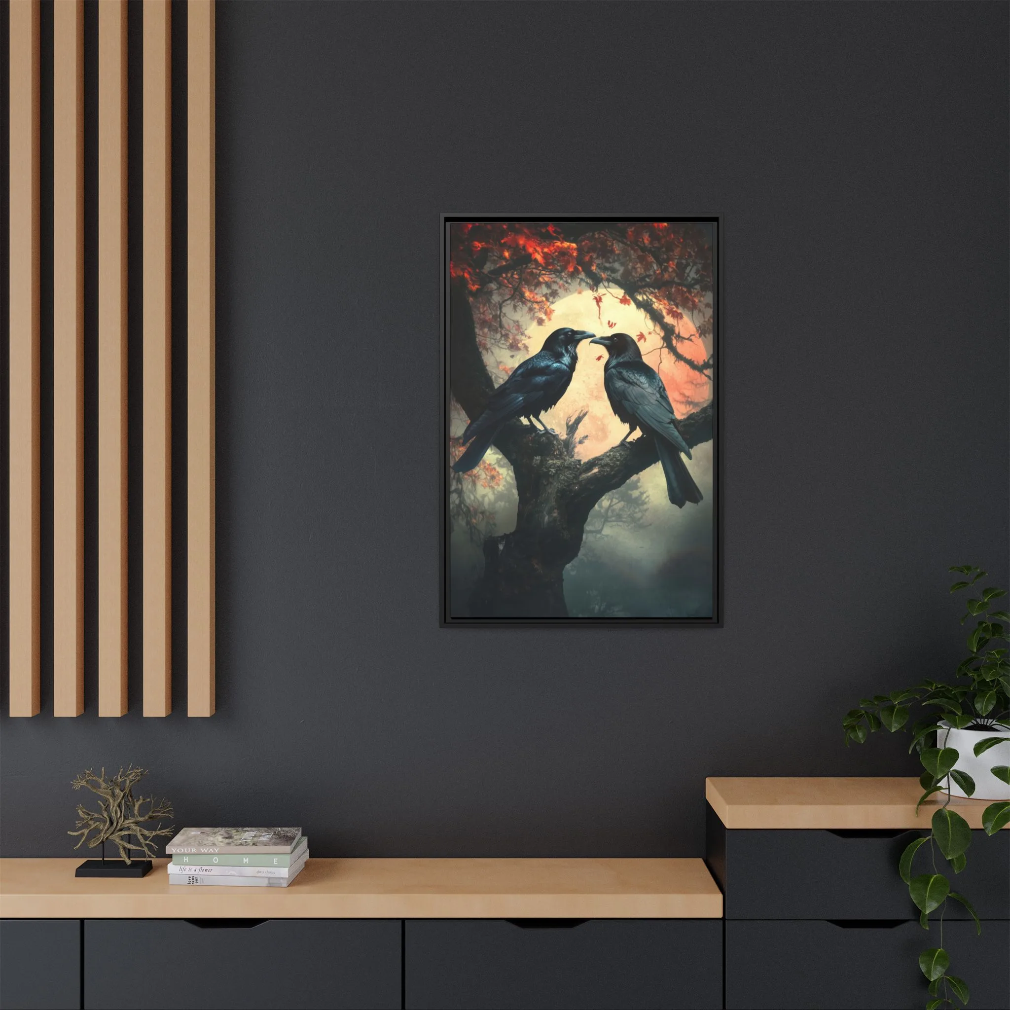 Ravens Under Full Moon Wall Art – Gothic Nature Print - Image 4