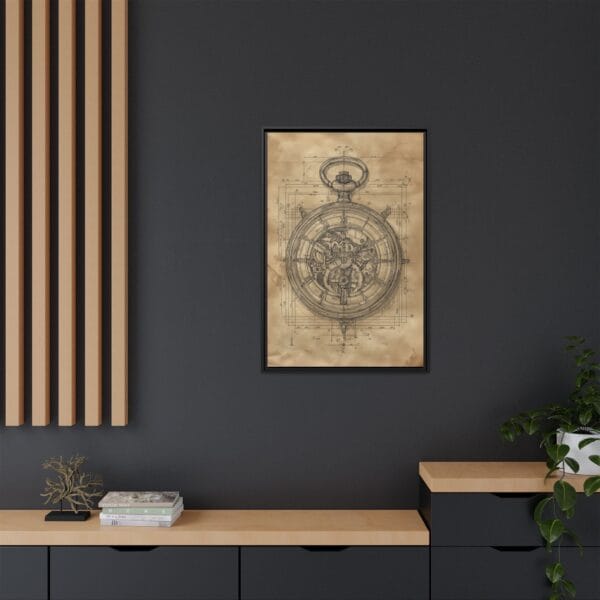 Vintage Stopwatch Blueprint Wall Art – Steampunk Technical Drawing Print - Image 4