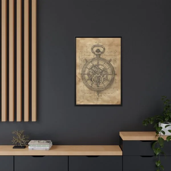 Vintage Stopwatch Blueprint Wall Art – Steampunk Technical Drawing Print - Image 4