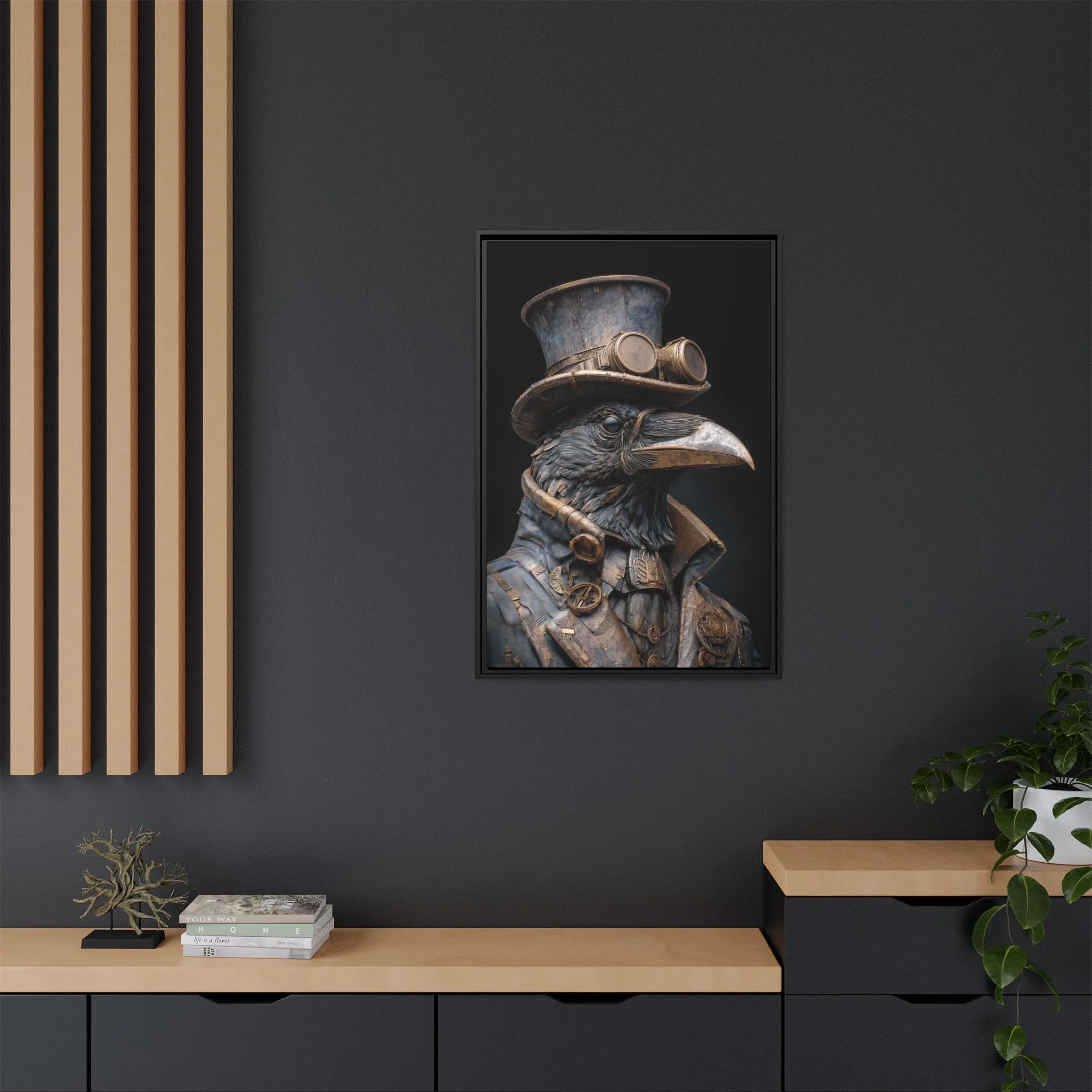 Steampunk Brass Raven Wall Art – Industrial Vintage Bird Portrait - Image 5