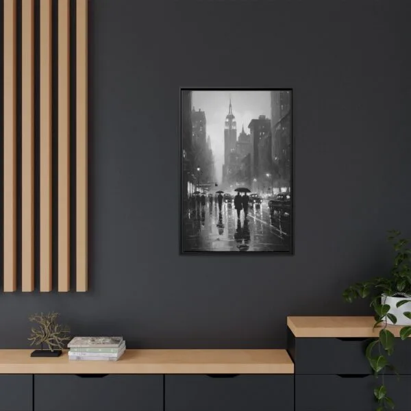 Black and White New York City Wall Art – Rainy Street Scene with Empire State Building - Image 4