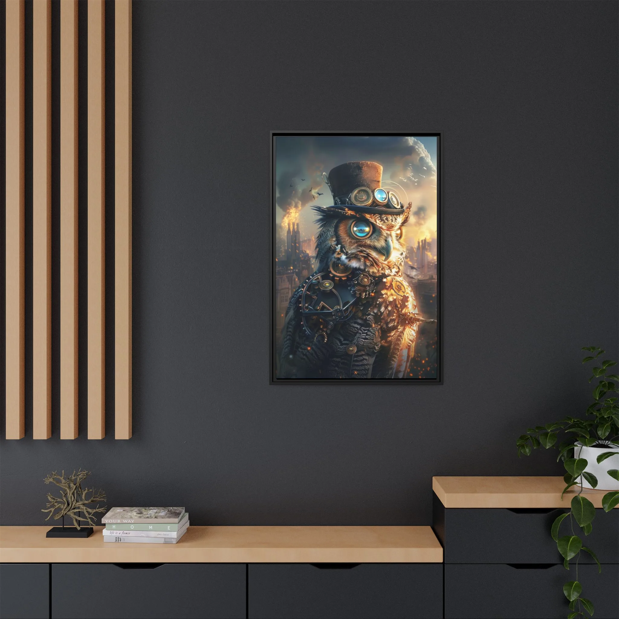 Steampunk Owl Wall Art – Industrial Vintage Animal Print - Image 4
