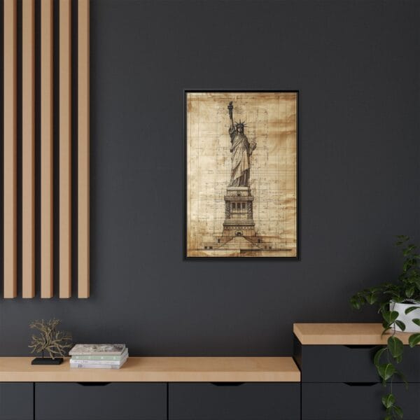 Statue of Liberty Blueprint Wall Art – Vintage Sepia Architectural Print - Image 4