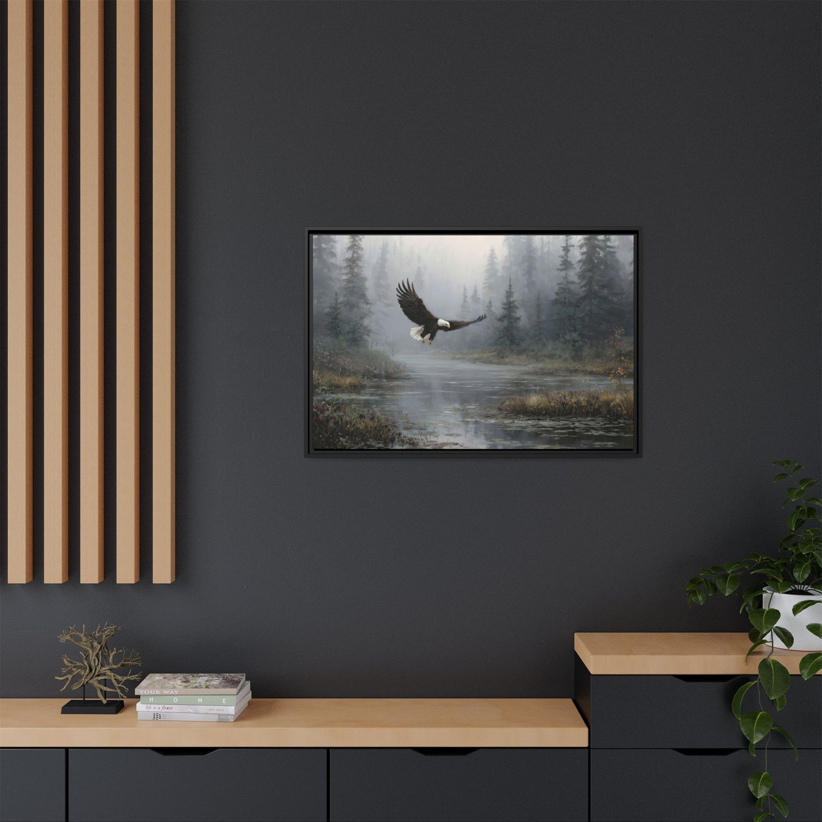 Bald Eagle Wall Art – Misty Forest Wildlife Landscape Print - Image 4