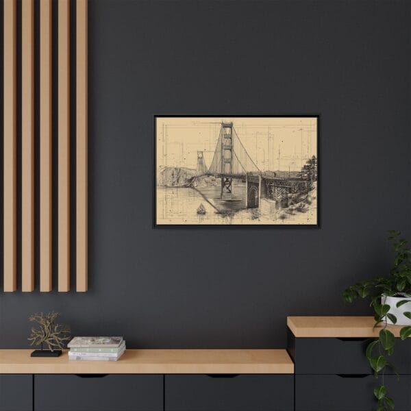 Golden Gate Bridge Blueprint Wall Art – Vintage Architectural Sketch Print - Image 4