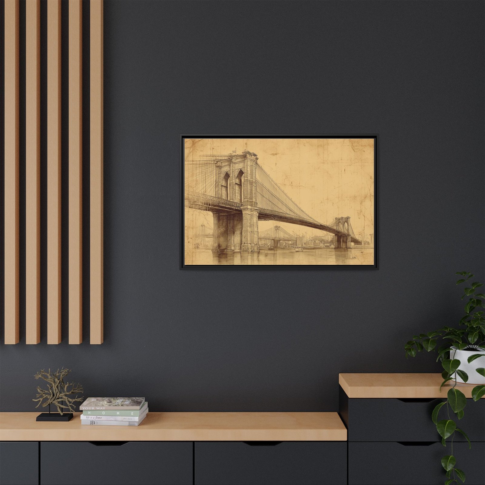 Brooklyn Bridge Wall Art – Vintage New York Architectural Sketch - Image 4