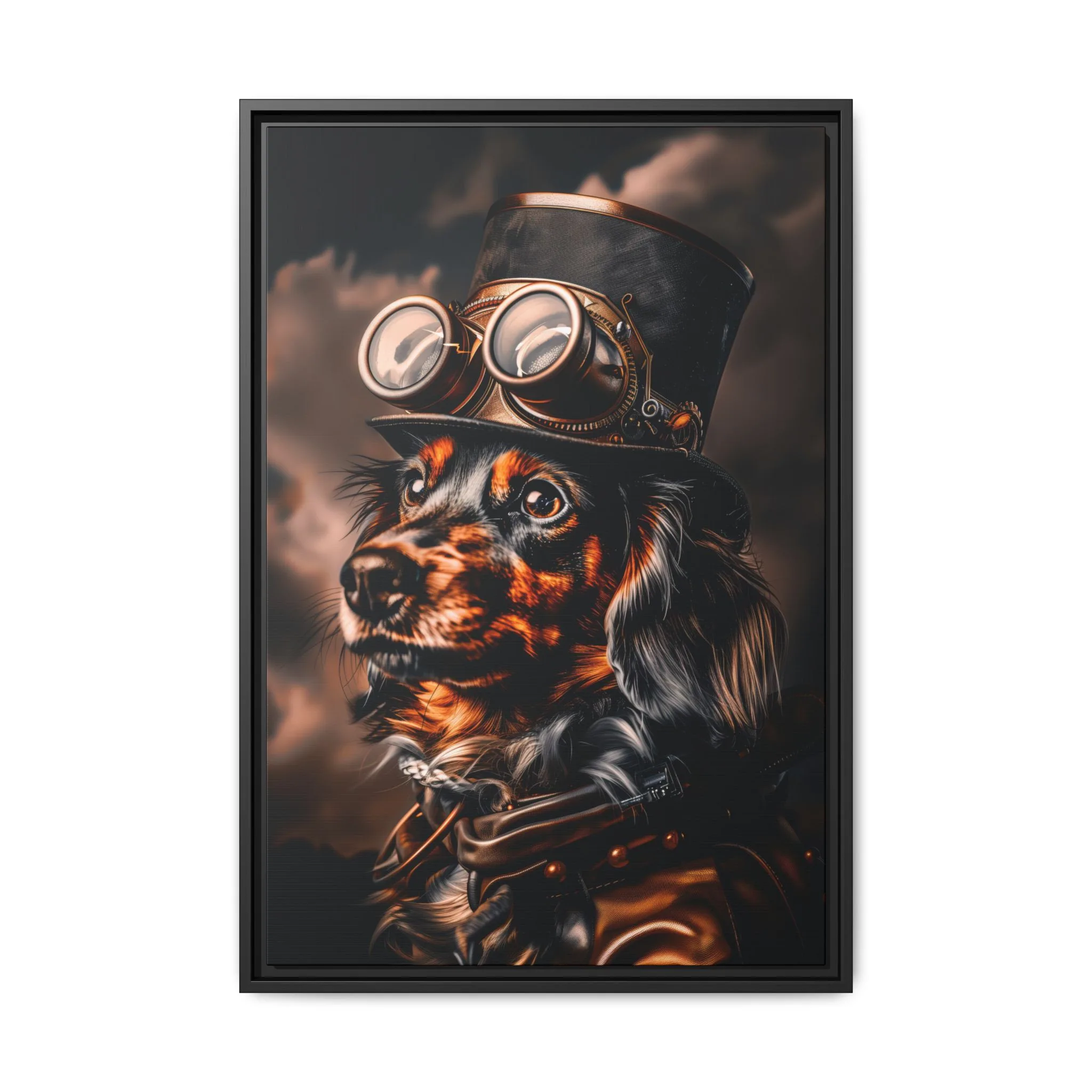 Steampunk Dachshund Wall Art – Wiener Dog Vintage Industrial Portrait - Image 2