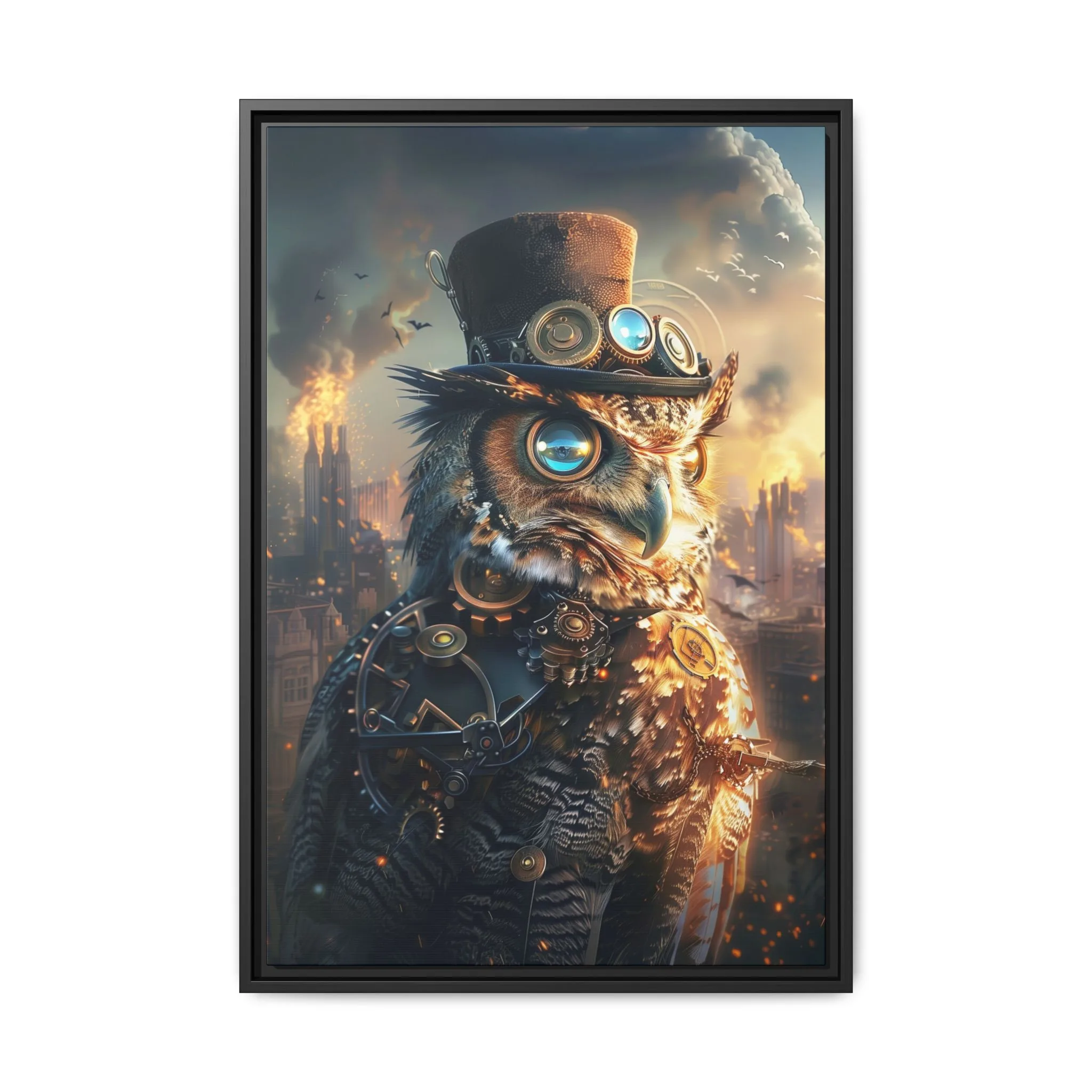 Steampunk Owl Wall Art – Industrial Vintage Animal Print - Image 2