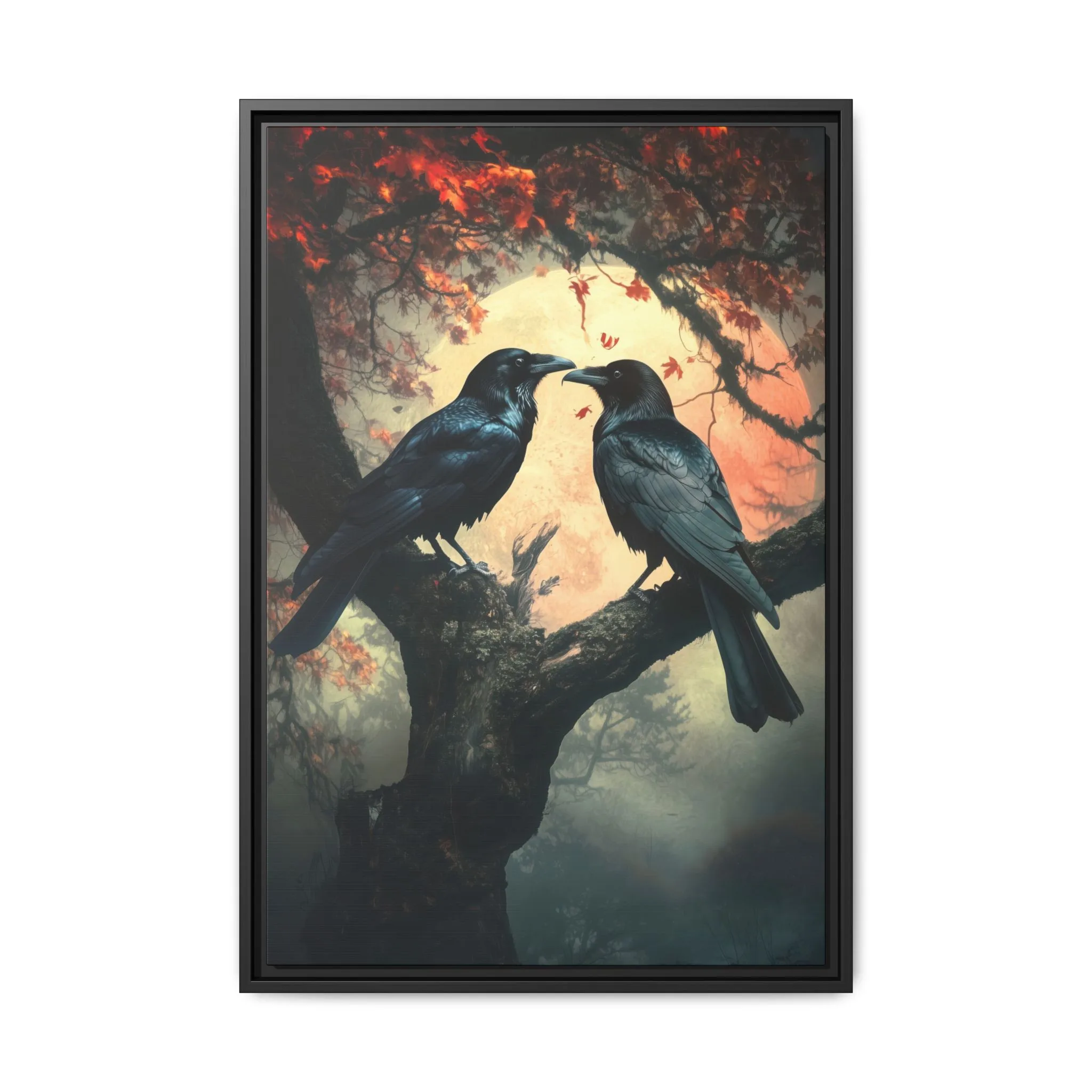 Ravens Under Full Moon Wall Art – Gothic Nature Print - Image 2