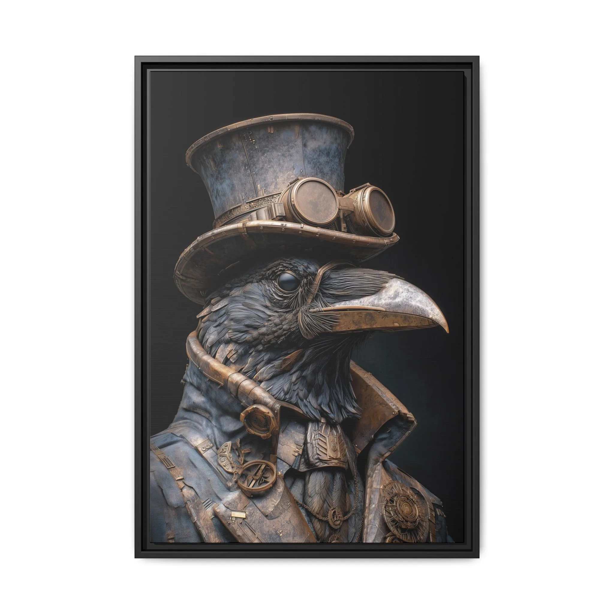 Steampunk Brass Raven Wall Art – Industrial Vintage Bird Portrait - Image 2