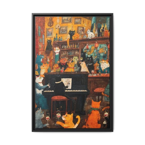 Cats Piano Bar Wall Art – Whimsical Cat Tavern Scene Print - Image 4