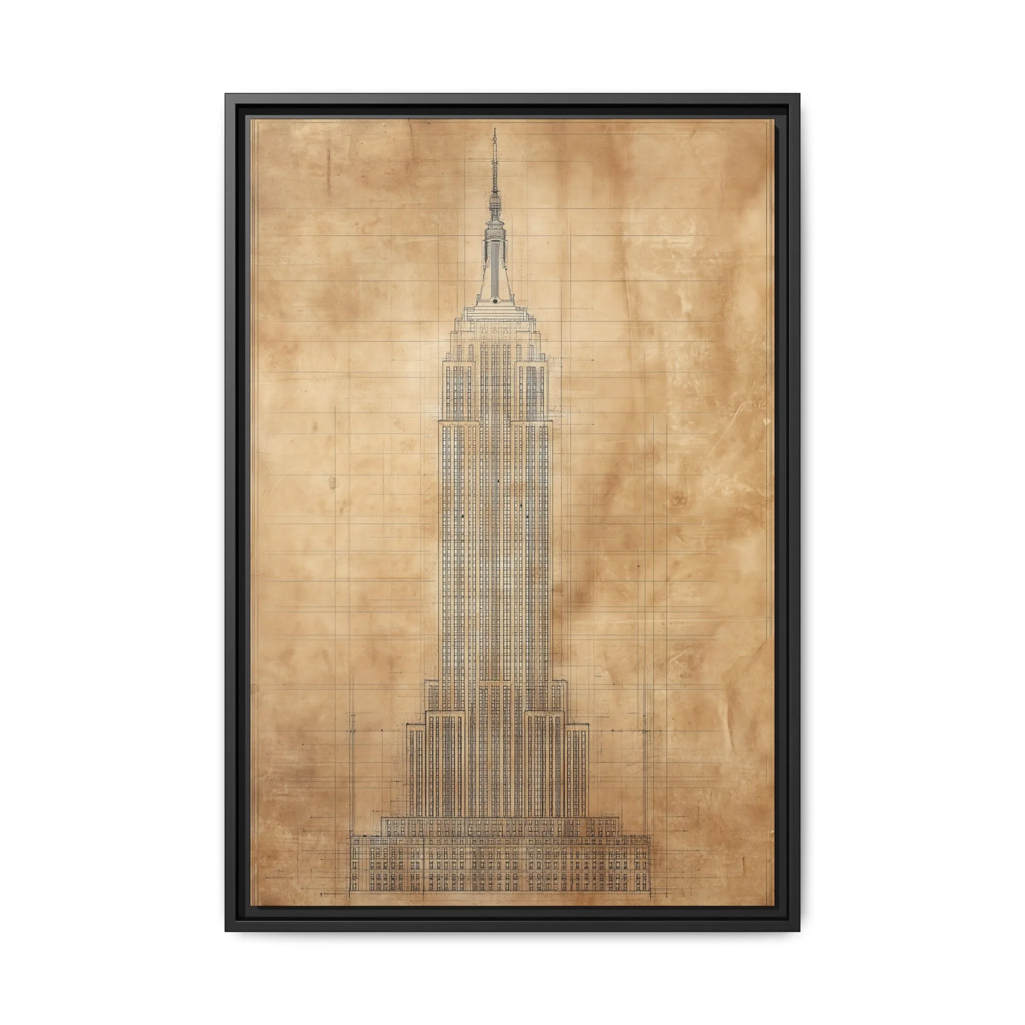 Empire State Building Blueprint Wall Art – Vintage Architectural Drawing Print - Image 2