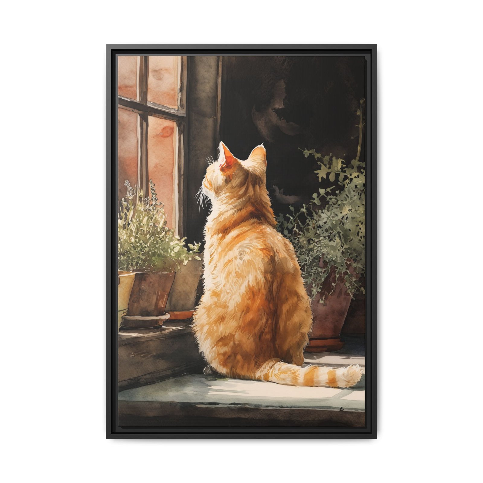 Orange Tabby Cat Window Wall Art – Cozy Sunlit Cat Painting - Image 2