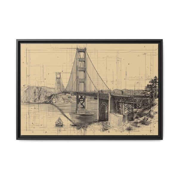 Golden Gate Bridge Blueprint Wall Art – Vintage Architectural Sketch Print - Image 2