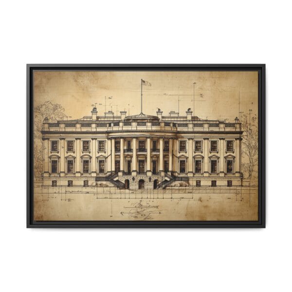 White House Blueprint Wall Art – Vintage Architectural Drawing Print - Image 2