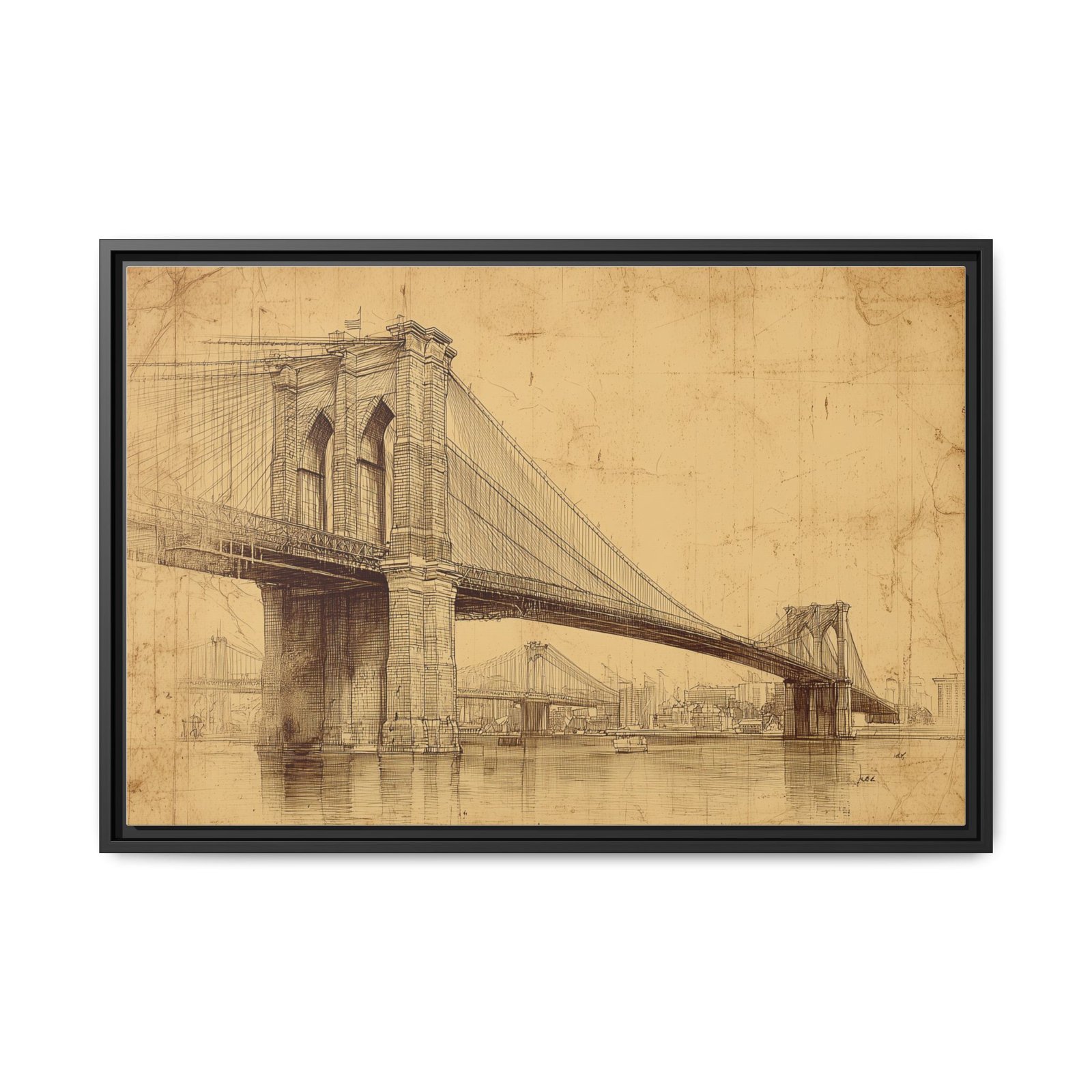 Brooklyn Bridge Wall Art – Vintage New York Architectural Sketch - Image 2