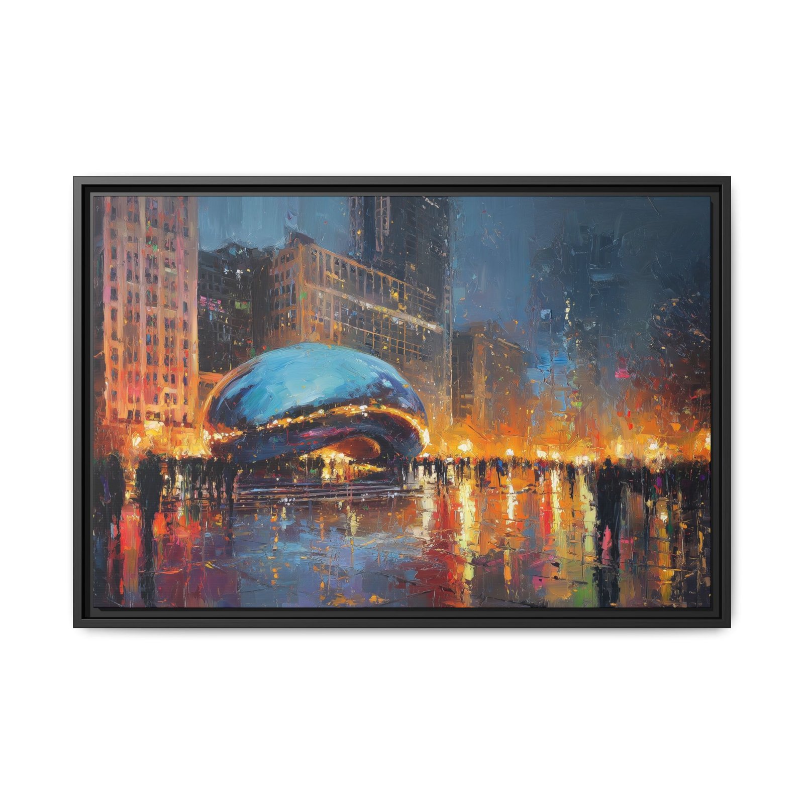 Chicago Bean Wall Art – Colorful Cityscape Night Print - Image 2