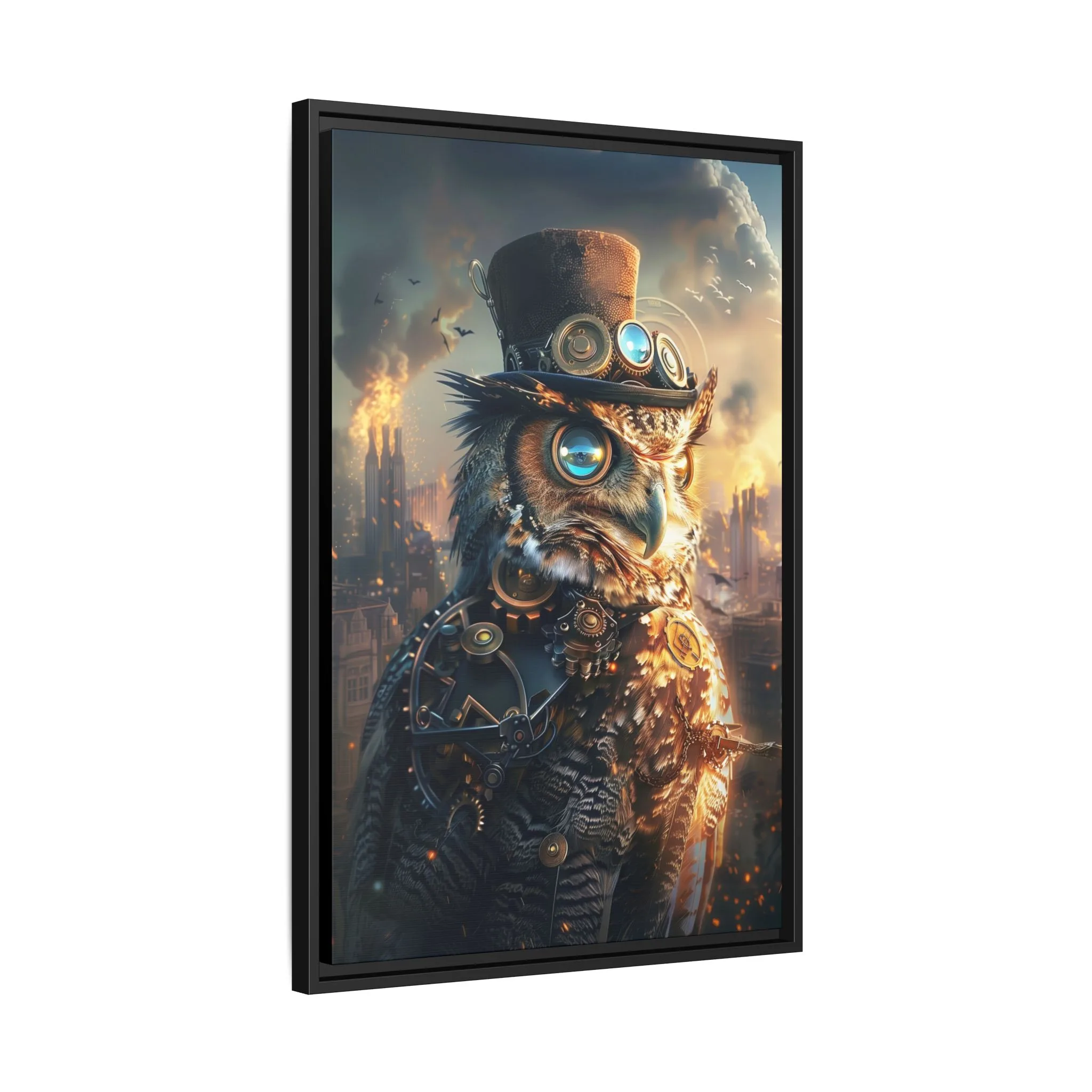 Steampunk Owl Wall Art – Industrial Vintage Animal Print - Image 3