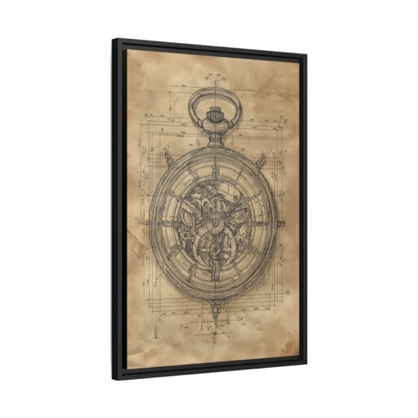 Vintage Stopwatch Blueprint Wall Art – Steampunk Technical Drawing Print - Image 3