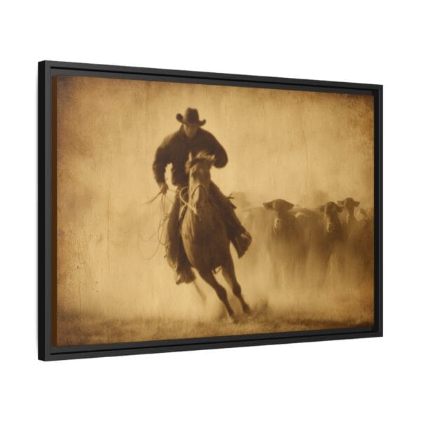 Vintage Cowboy Western Wall Art – Sepia Cattle Drive Print - Image 3