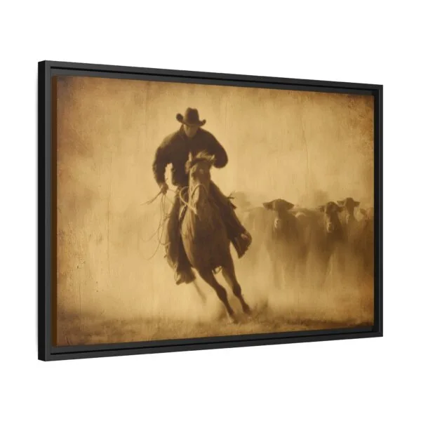 Vintage Cowboy Western Wall Art – Sepia Cattle Drive Print - Image 3