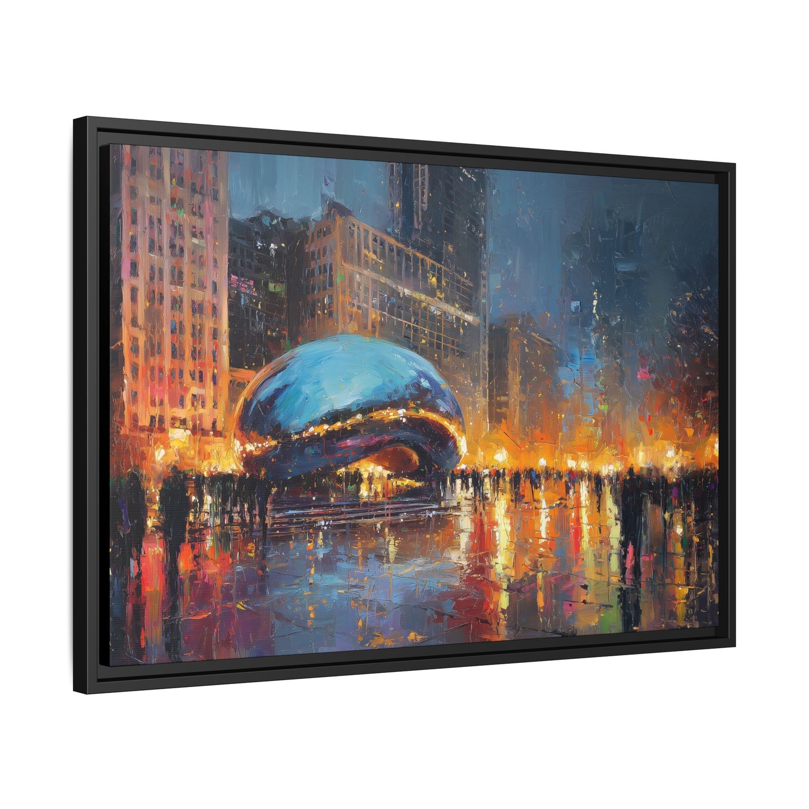 Chicago Bean Wall Art – Colorful Cityscape Night Print - Image 3