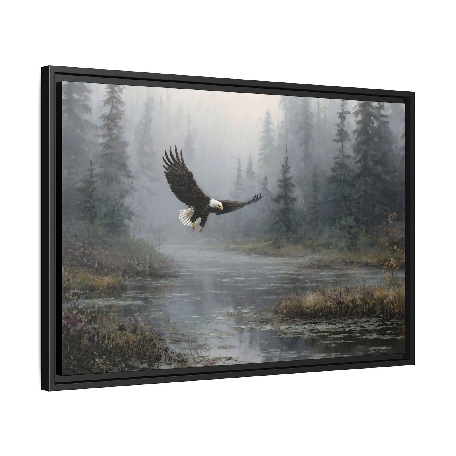 Bald Eagle Wall Art – Misty Forest Wildlife Landscape Print - Image 3