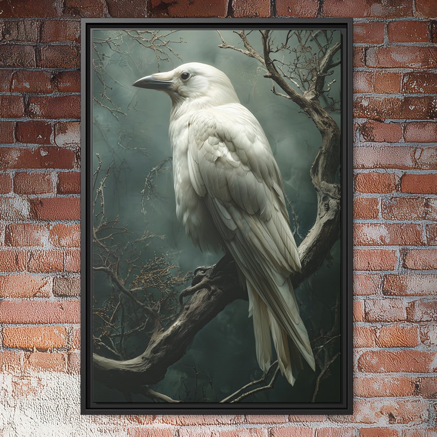 Albino white raven wall art.