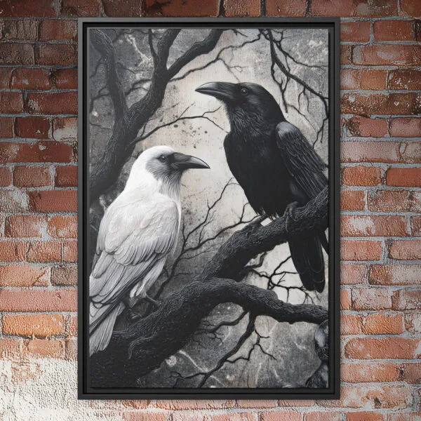 Black and white ravens wall art.