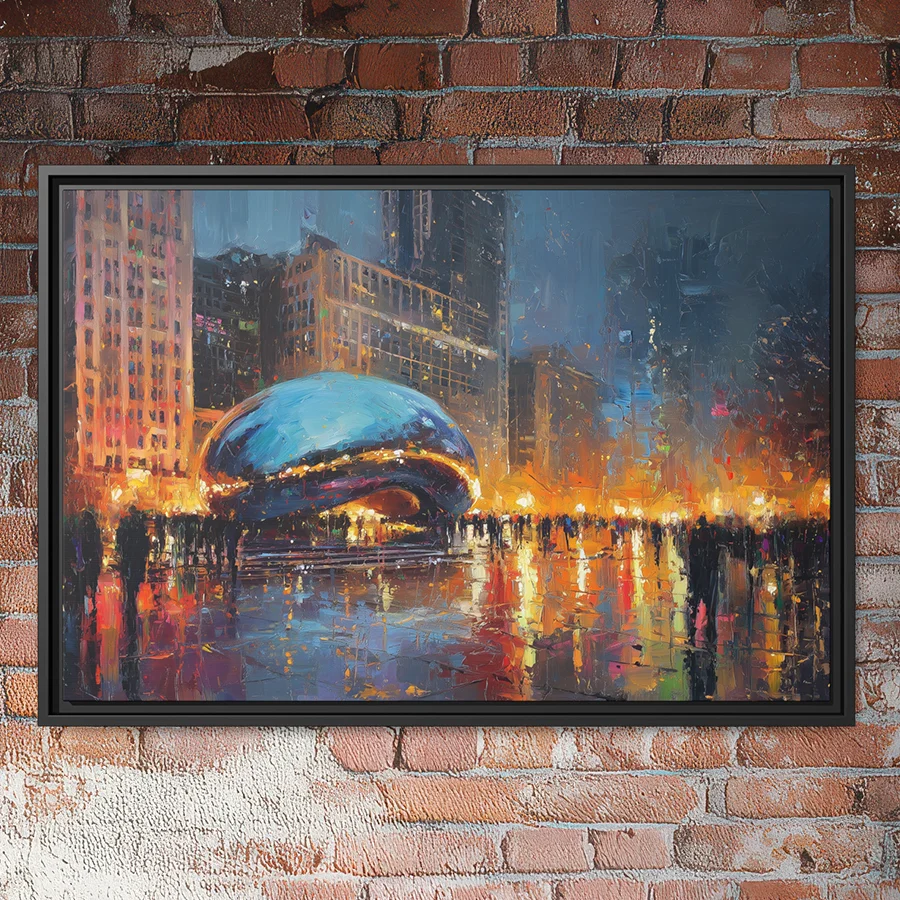 Chicago bean Cloud Gate wall art.