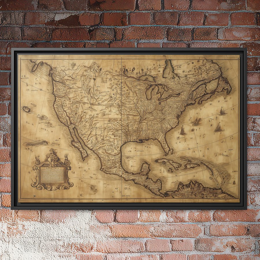 north america vintage map wall art antique sepia cartography map of united states canada and mexico