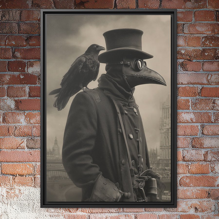 Plague doctor & raven wall art.