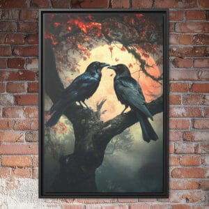 Ravens under moody full moon wall art.