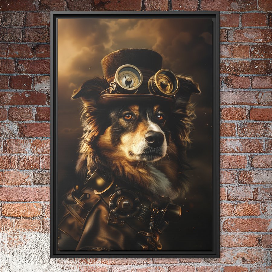 Steampunk Australian Shepherd dog wall art.