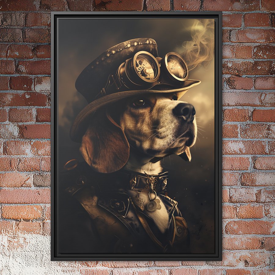 Steampunk Beagle dog wall art.