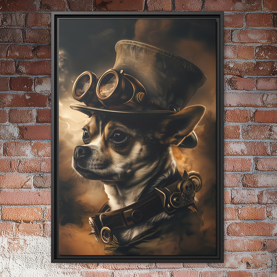 Steampunk Chihuahua wall art.