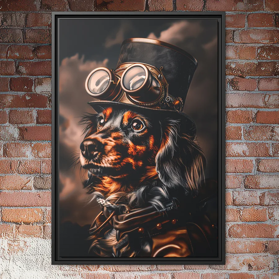 Steampunk Dachshund portrait wall art.
