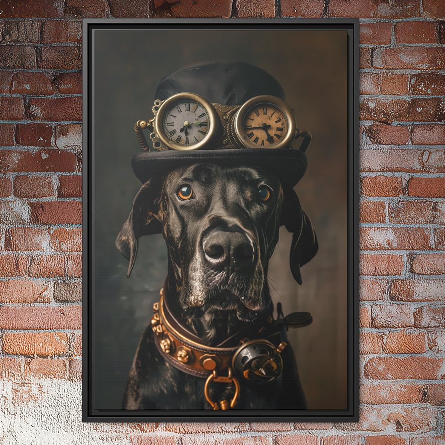 Steampunk Great Dane portrait wall art.