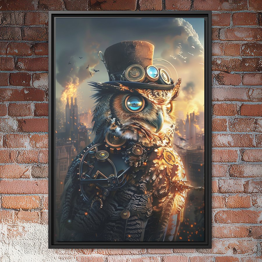 Steampunk owl wall art.