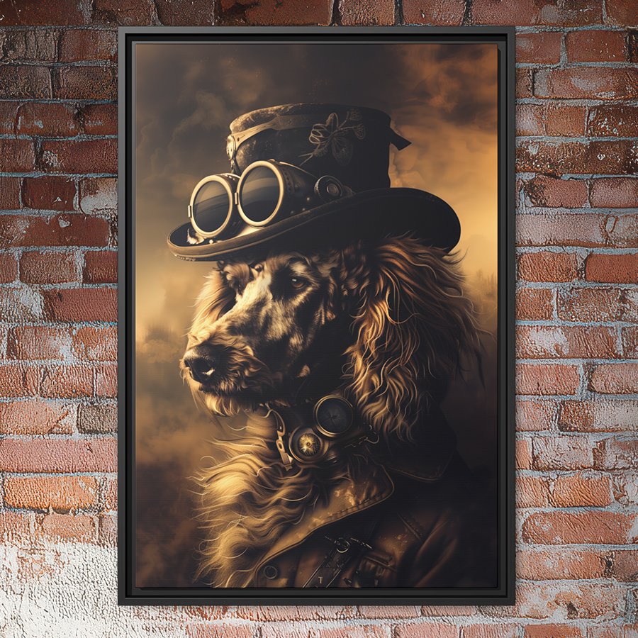 Steampunk poodle portrait wall art.