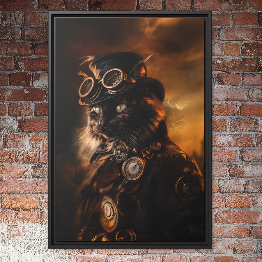 Steampunk Tortoiseshell cat wall art.