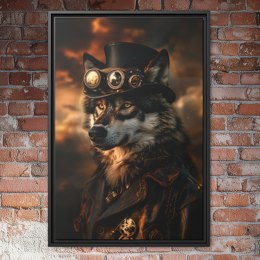 Steampunk wolf wall art.