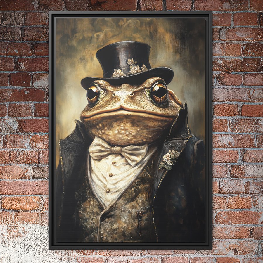 Victorian toad portrait wall art.