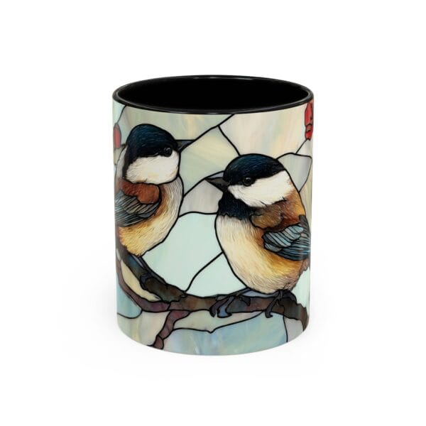 Chickadees Stained Glass Coffee Mug - Image 4
