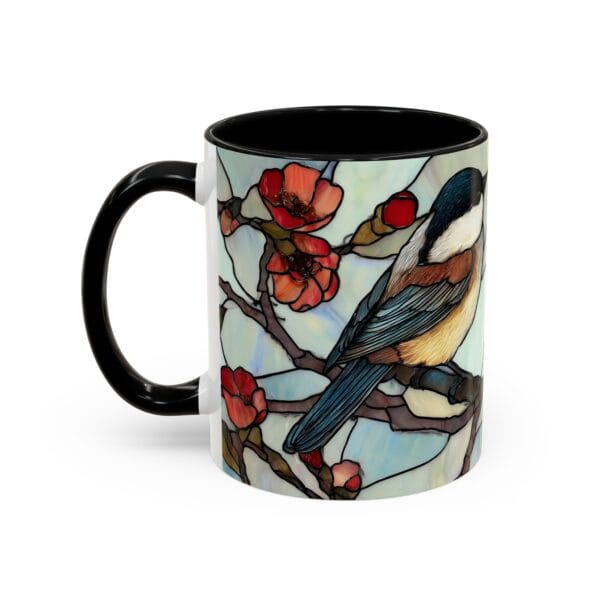 Chickadees Stained Glass Coffee Mug - Image 3
